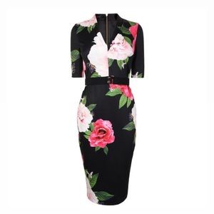 Ted Baker Magnificent V neck bodycon dress